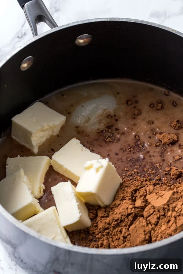When making no bake cookies - first boil the butter, sugar, cocoa powder & milk together in a saucepan.