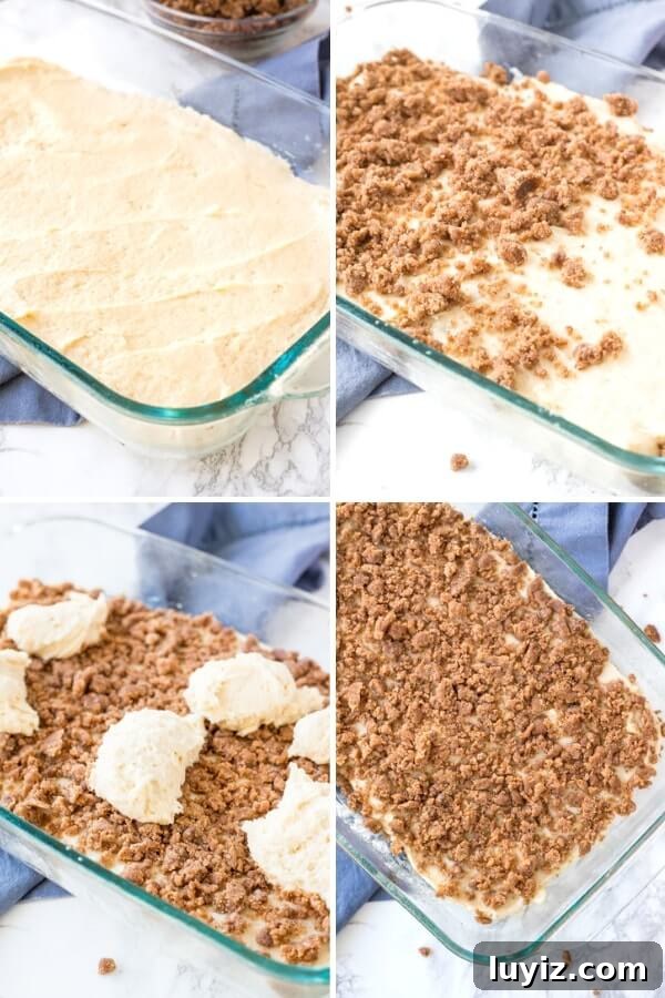 Cinnamon Streusel Coffee Cake Recipe with Moist Vanilla Crumb Topping 4 Step by step photos of how to make coffee cake.
