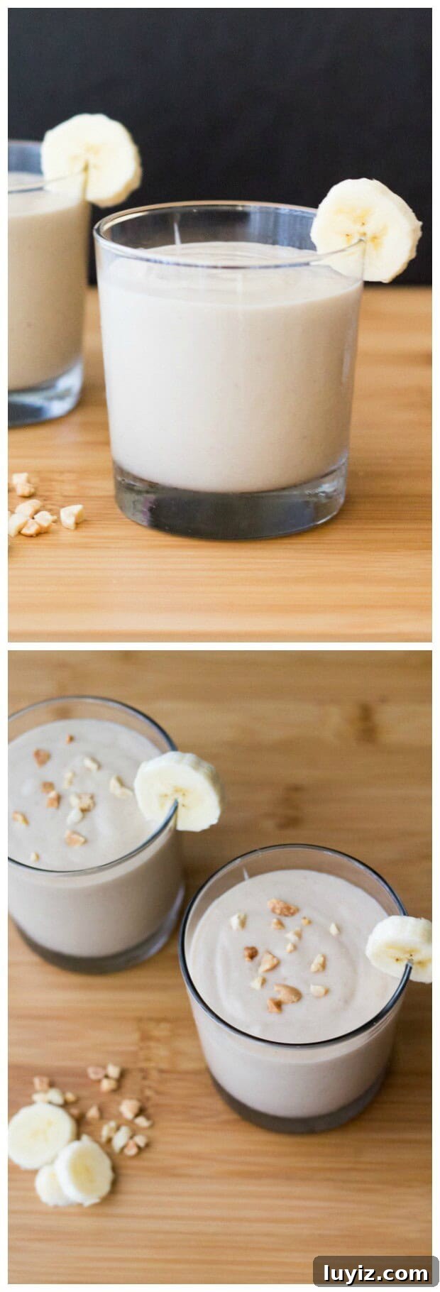 Creamy Peanut Butter Banana Smoothie Recipe for Energy 3 Thick & creamy Peanut Butter Banana Smoothie. Super delicious, healthy & filling - make it for breakfast or a post-workout snack!