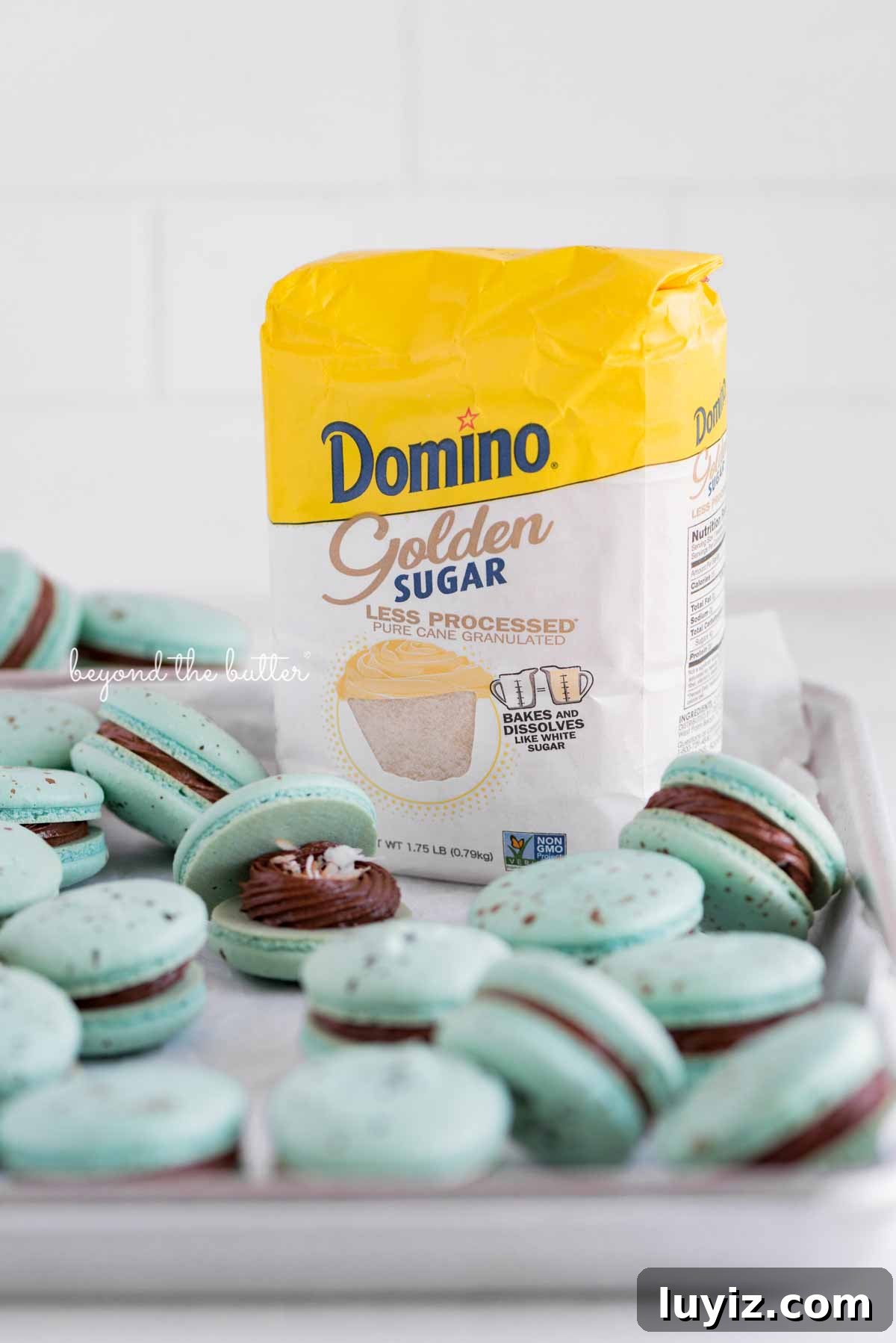 Robin’s Egg Macarons Recipe: How to Make Delicate Blue Pastries 4 Domino® Golden Sugar is one of the main ingredients used to make these robin's egg macarons from BeyondtheButter.com | All images © Beyondt the Butter®