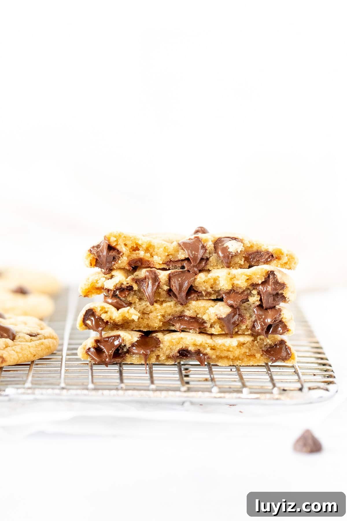 Small-Batch Chocolate Chip Cookies: Quick No-Chill Recipe 3 2 small batch chocolate chip cookies, broken in half and stacked on top of one another
