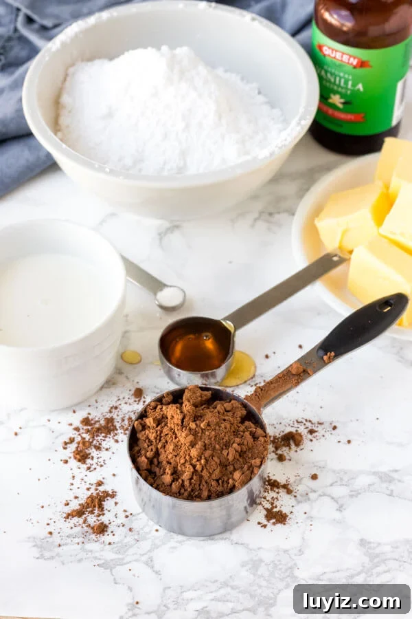 Ingredients for Brownie Frosting Recipe