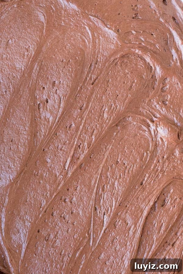 Decadent Chocolate Frosting for Brownies: Smooth, Rich & Quick 4 Overhead view of chocolate frosting for brownies swirled on top of a pan of brownies.