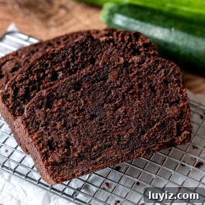 Moist Chocolate Zucchini Bread Recipe with Dark Cocoa 8 Slices of chocolate zucchini bread