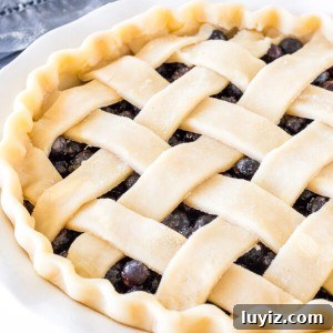 Homemade pie with a lattice crust and fluted edges.