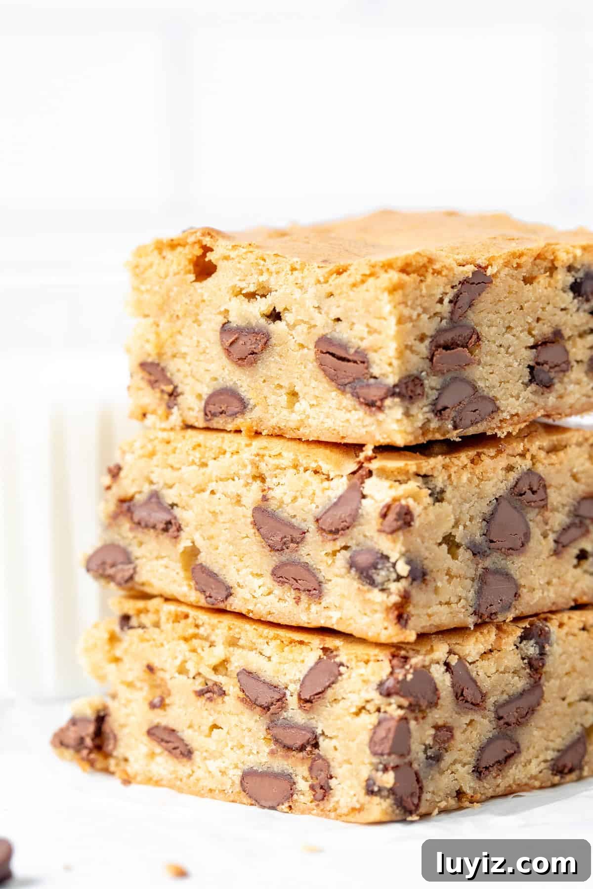 Chewy Chocolate Chip Cookie Bars Recipe for Perfect Dessert 2 Stack of three chocolate chip cookie bars