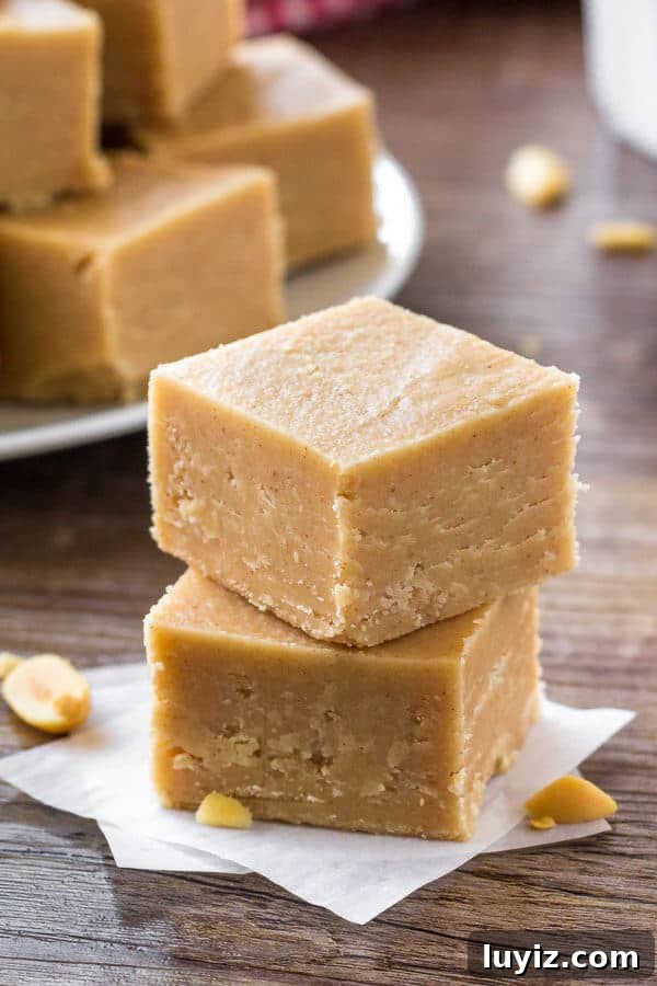 Creamy Peanut Butter Fudge Recipe with 3 Ingredients 2 Easy peanut butter fudge is smooth and creamy and only uses a few simple ingredients.