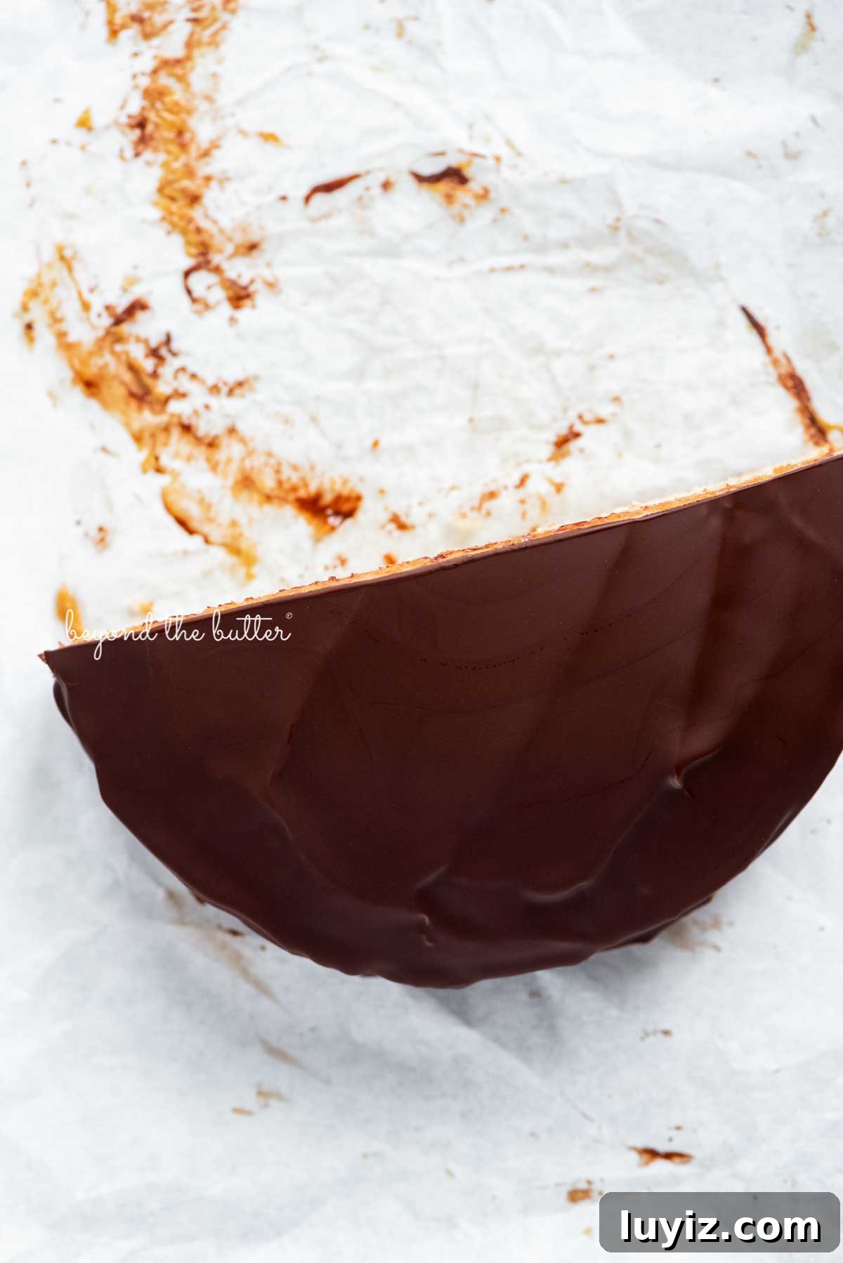 Mini Chocolate Peanut Butter Tandy Cake Recipe 7 Small chocolate peanut butter tandy kake with one half removed | © Beyond the Butter®