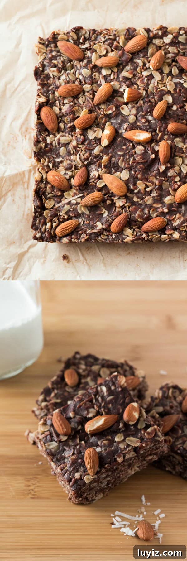 Almond Joy Granola Bars Recipe — Coconut, Almond & Chocolate Bars 4 Almonds, coconut & chocolate come together in these delicious Almond Joy Granola Bars. Wholesome ingredients, gluten-free, vegan, super easy and totally addictive! www.justsotasty.com