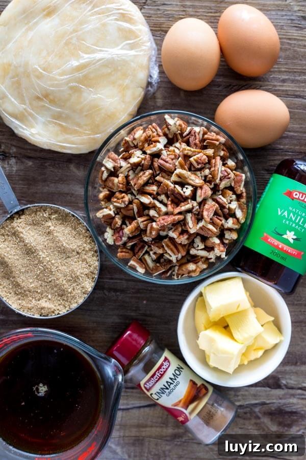 Classic Southern Pecan Pie Recipe with Buttery Pecan Topping 3 Ingredients for making pecan pie