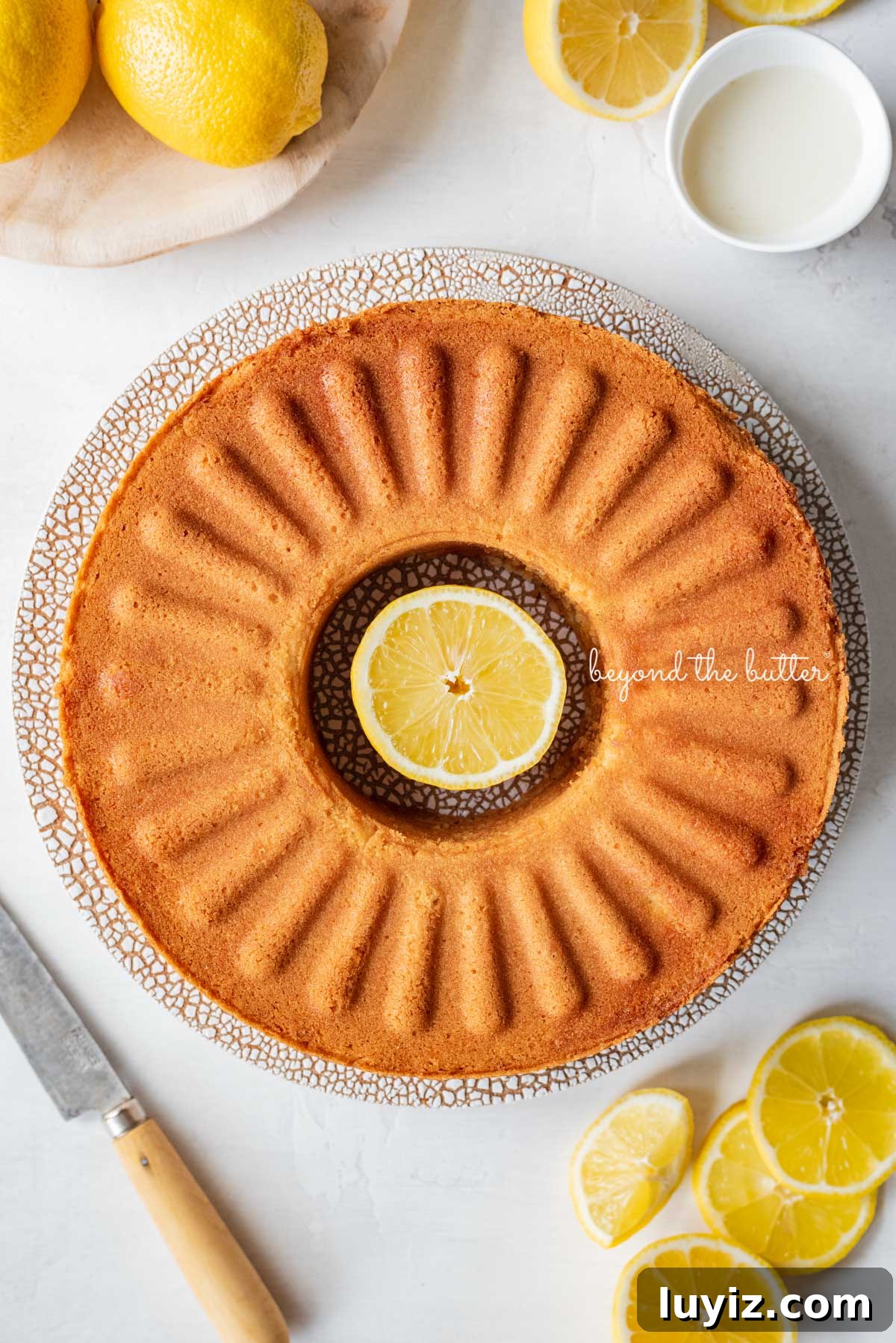 Lemon Cream Cheese Pound Cake Recipe with Zesty Glaze 5 Pre-glazed lemon cream cheese pound cake baked in the IKEA Vadragen cake pan