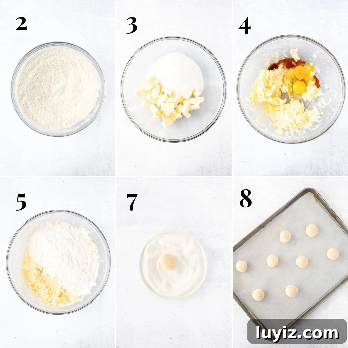 Chewy Sugar Cookies Recipe for Soft, Melt-in-Your-Mouth Cookies 6 Step-by-step photo collage of how to make drop style sugar cookies
