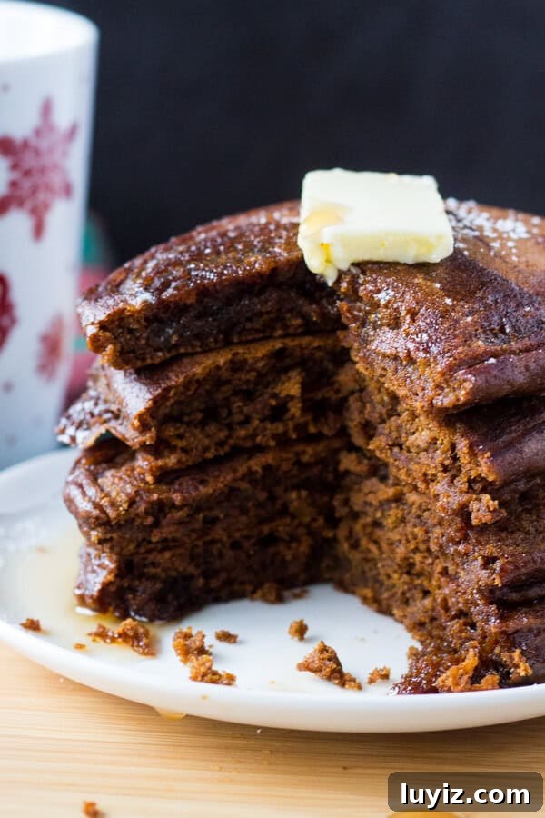 Gingerbread Pancakes Recipe with Spiced Molasses Syrup 4 Filled with spices, super fluffy & perfectly moist - these easy Gingerbread Pancakes are the ultimate breakfast for the holidays!
