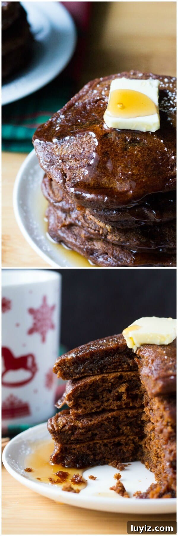 Gingerbread Pancakes Recipe with Spiced Molasses Syrup 5 Filled with spices, super fluffy & perfectly moist - these easy Gingerbread Pancakes are the ultimate breakfast for the holidays!