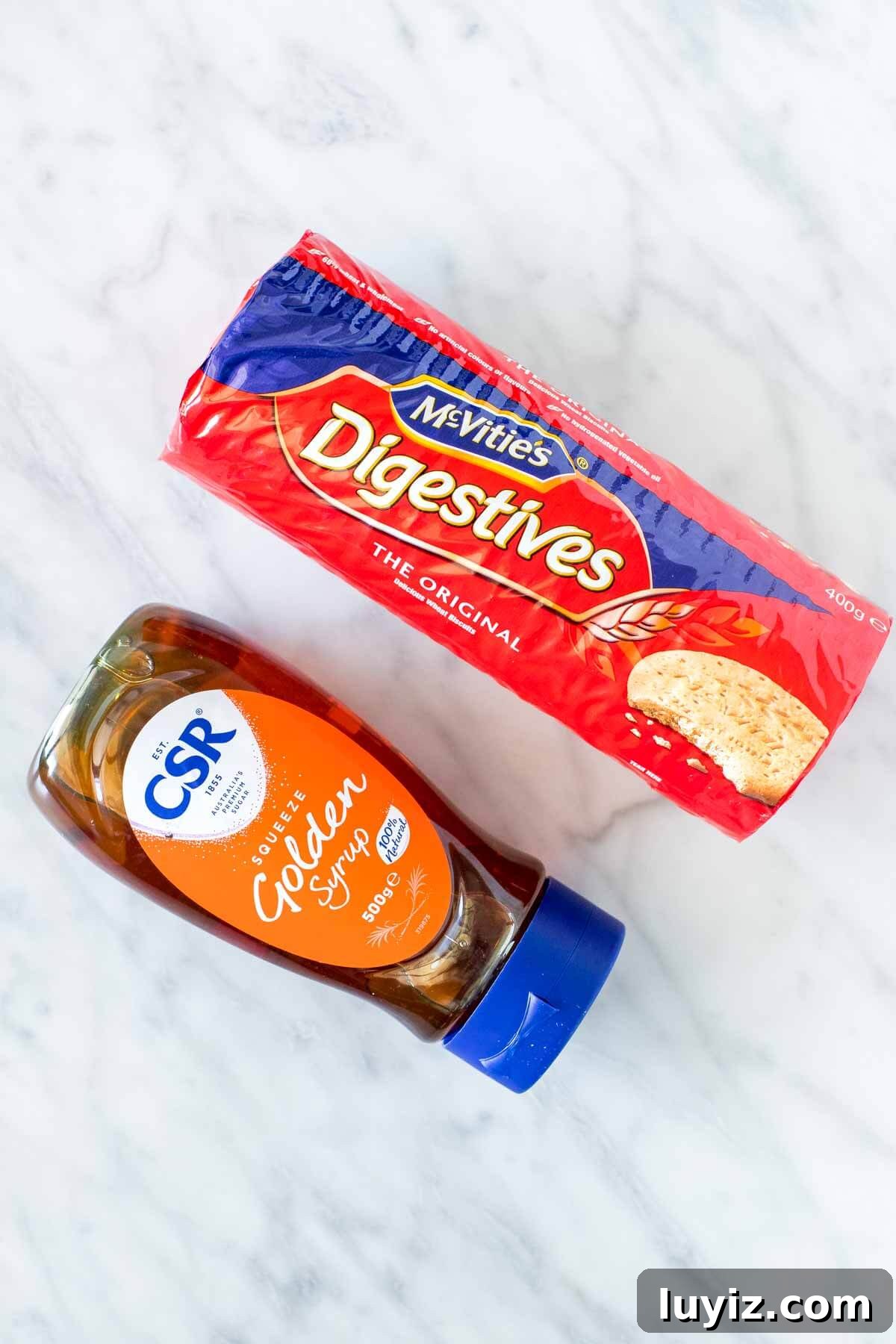 Decadent Chocolate Biscuit Cake Recipe for Any Occasion 3 Digestive biscuits and golden syrup for making chocolate biscuit cake.