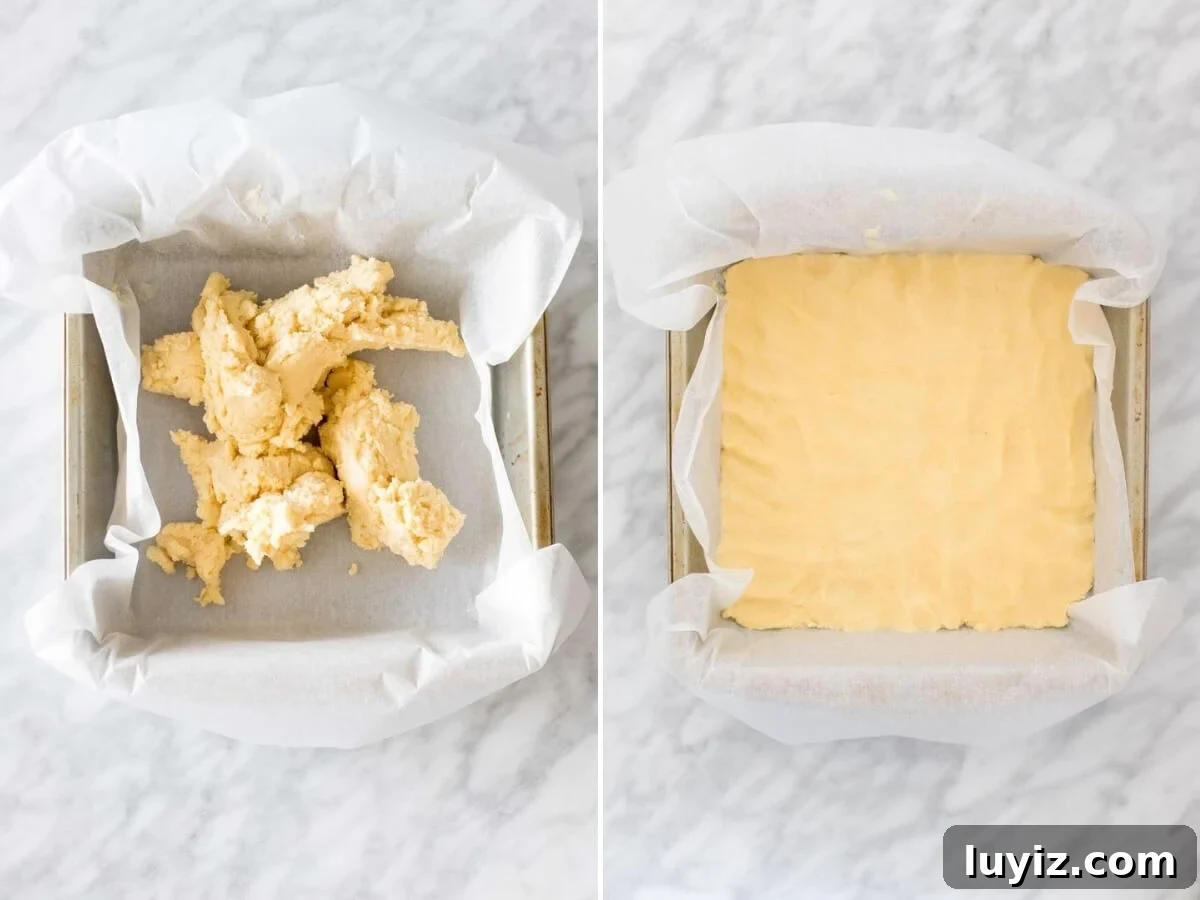 Peanut Butter Shortbread Bars Recipe — Buttery, Crunchy Treat 3 Collage of 2-steps of making shortbread.