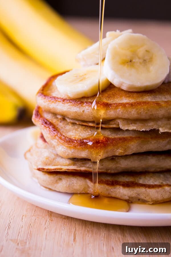 Banana Pancakes. Light & fluffy, these banana pancakes are the perfect combo of banana bread & buttermilk pancakes.