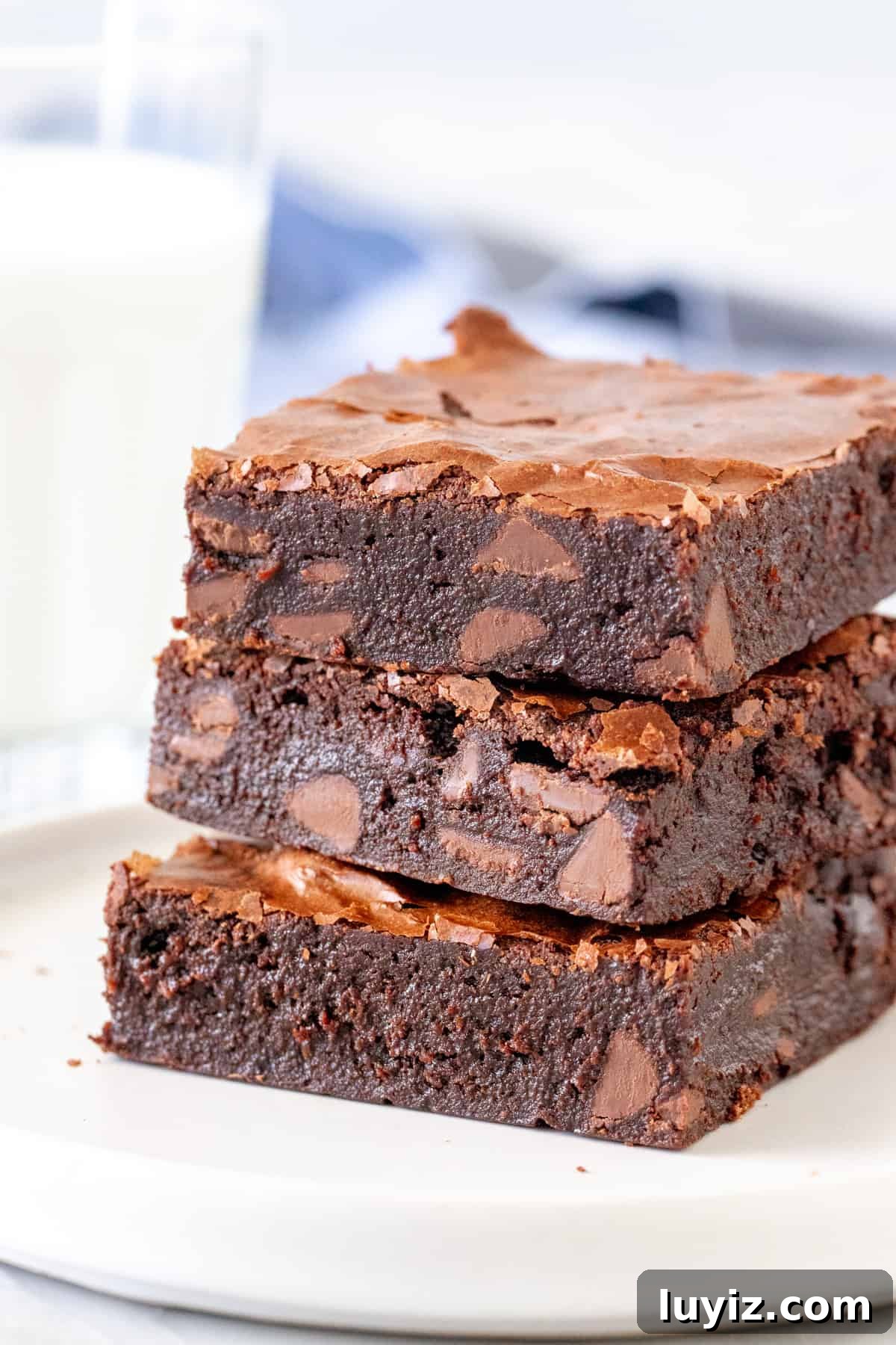 Decadent Flourless Chocolate Brownies Recipe 2 Stack of 3 flourless brownies