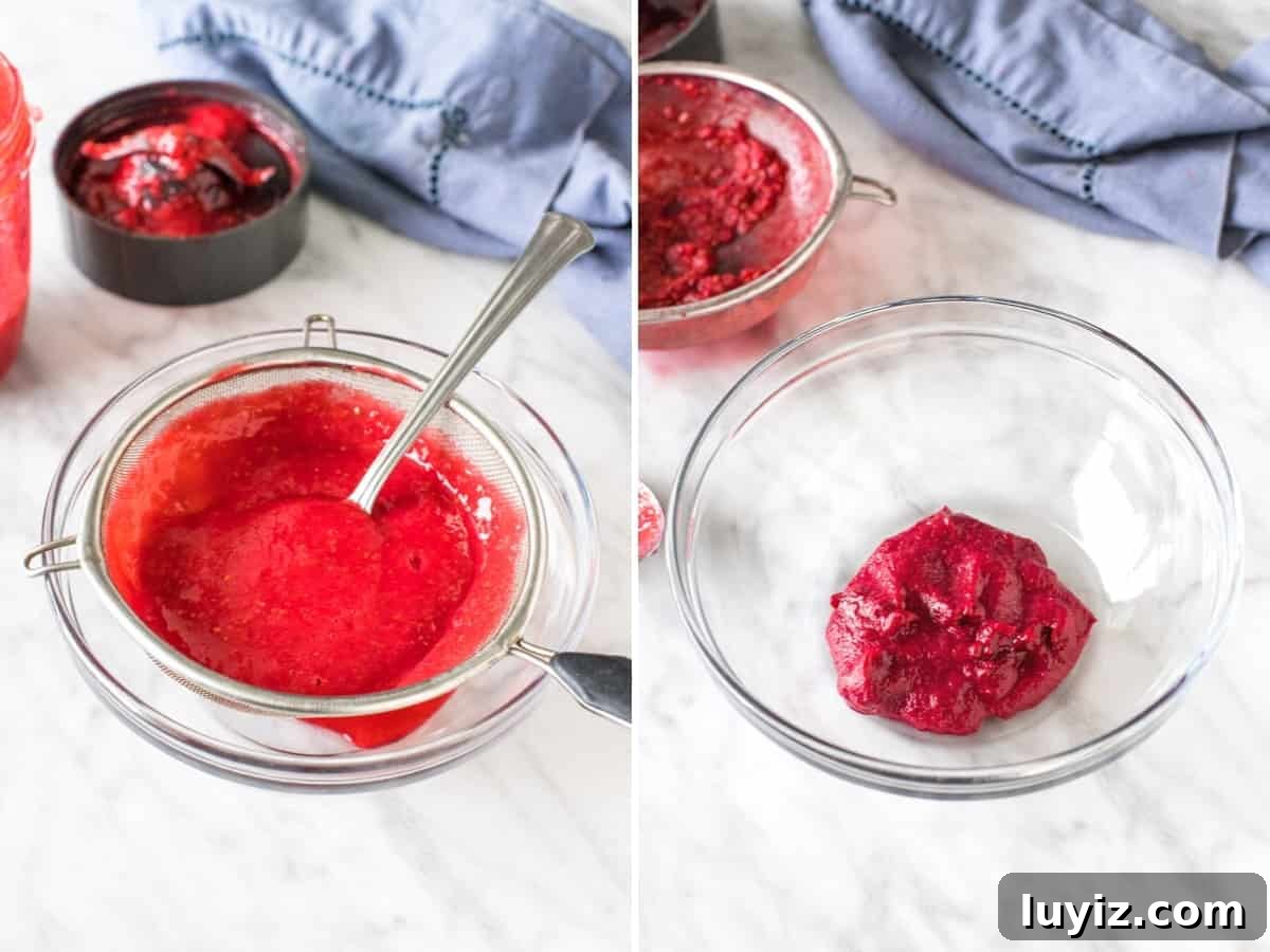 Zesty Lemon Raspberry Dessert Bars — Bright Tart Bar Recipe 5 2 photos of raspberry puree.