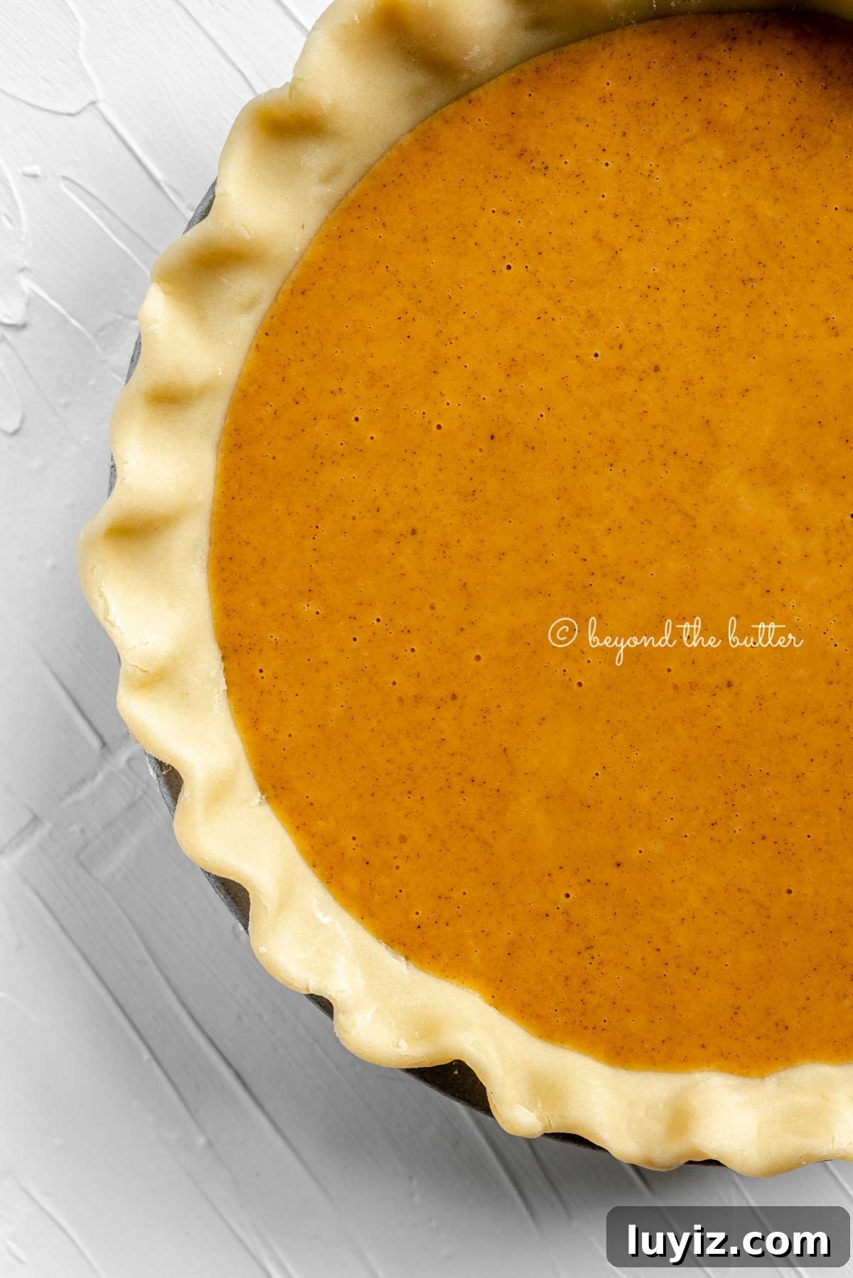 Perfect Pumpkin Pie Recipe for Creamy, Flaky Crust 5 Unbaked pumpkin pie ready for the oven