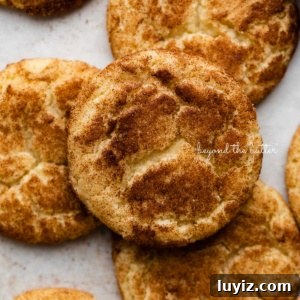 Classic Snickerdoodle Cookie Recipe: Soft Cinnamon Sugar Cookies 13 Snickerdoodle cookies on a parchment paper lined baking sheet.