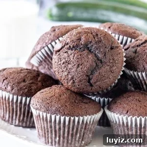 Plate of chocolate zucchini muffins