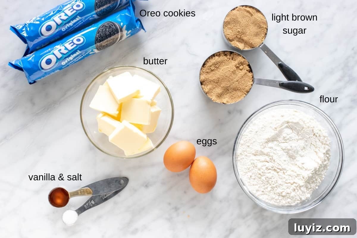 Oreo Blondie Recipe: Chewy, Creamy Cookies-and-Cream Bars 4 Ingredients for making Oreo bars