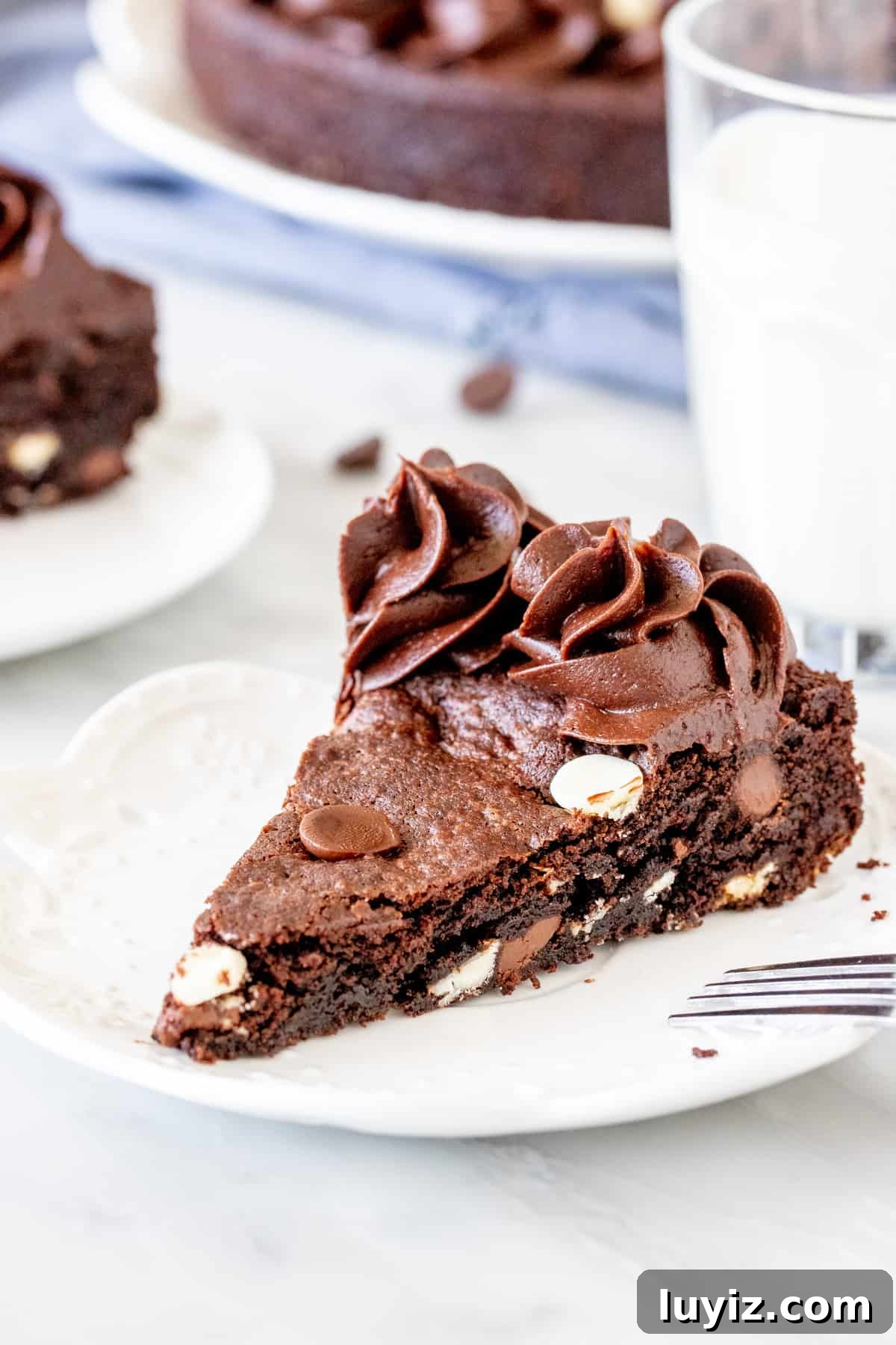 Decadent Double Chocolate Cookie Cake Recipe 4 Slice of fudgy double chocolate cookie cake