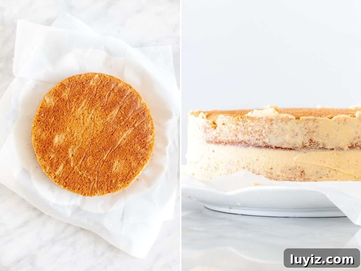 Decadent Peanut Butter Layer Cake Recipe 7 2 photos showing how to frost a layer cake