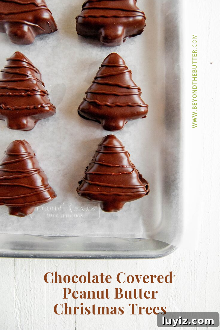 Chocolate-Covered Peanut Butter Christmas Tree Treats 6 Chocolate Covered Peanut Butter Christmas Trees | All Images © Beyond the Butter, LLC