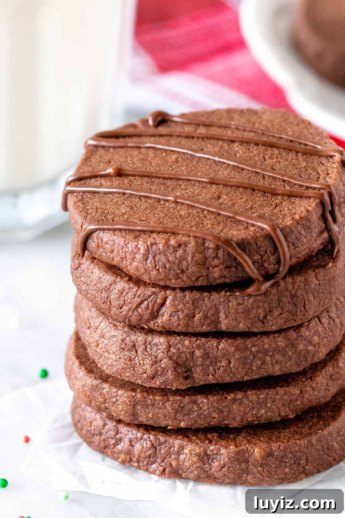 Buttery Chocolate Shortbread Cookies — Decadent, Melt-in-Your-Mouth 2 Stack of chocolate shortbread cookies