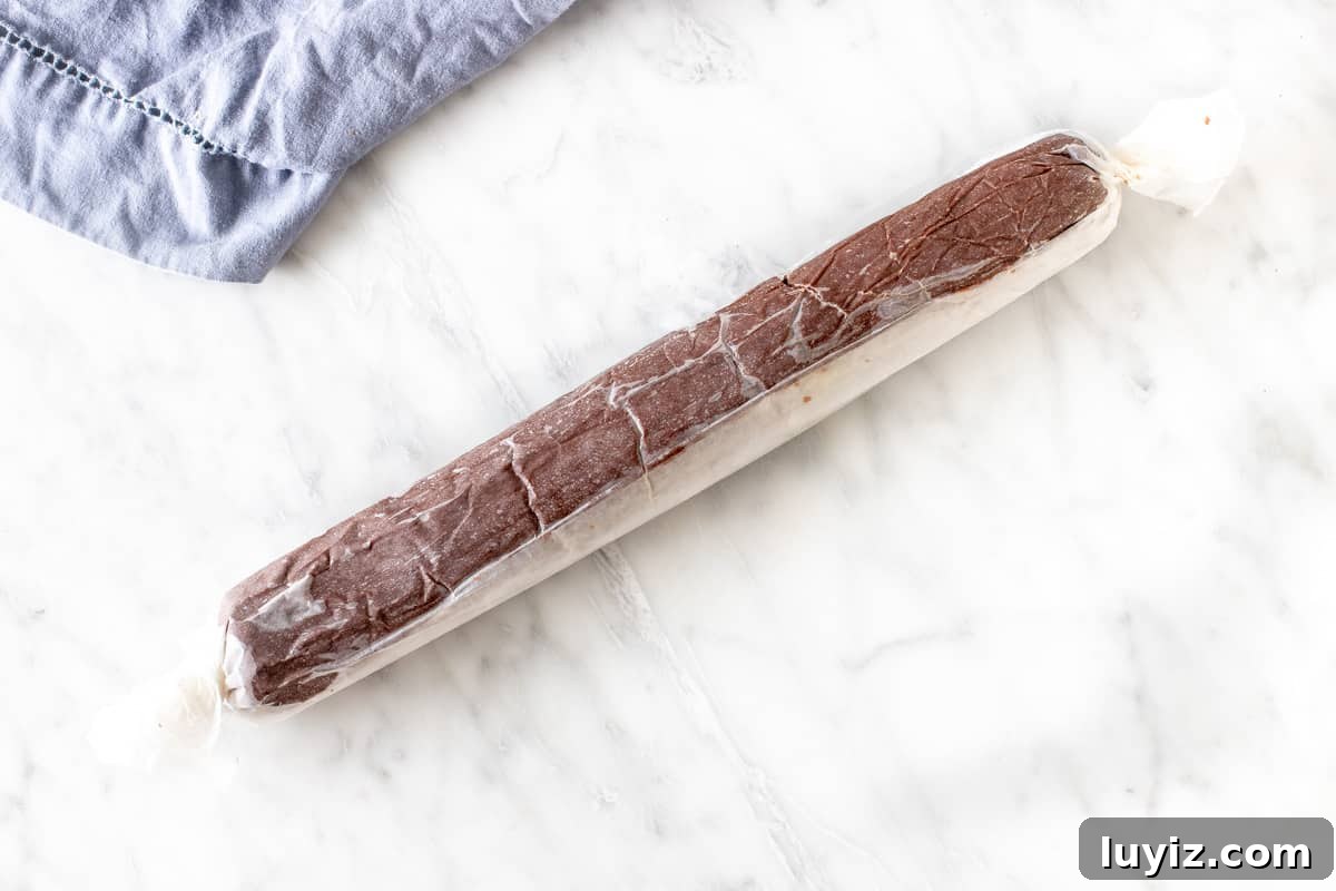 Buttery Chocolate Shortbread Cookies — Decadent, Melt-in-Your-Mouth 3 Log of chocolate cookie dough