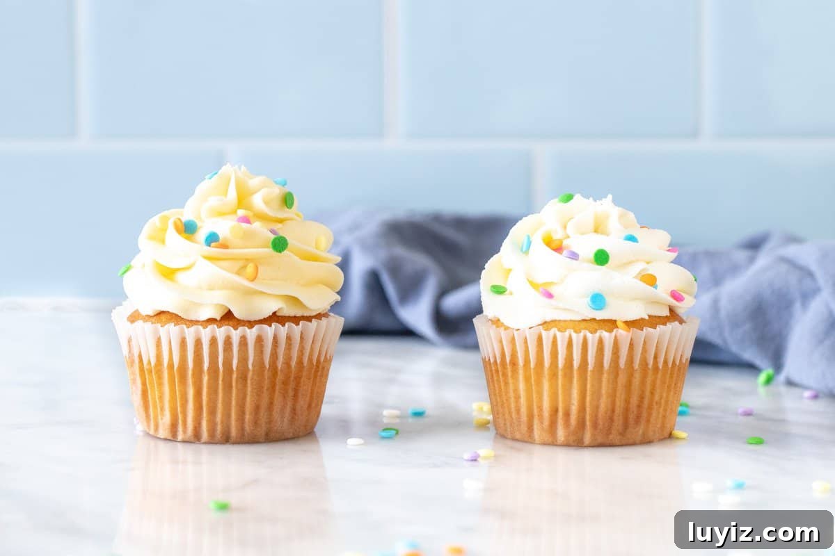 Perfect White Frosting Recipe: How to Make Smooth White Icing 5 2 vanilla cupcakes with vanilla frosting
