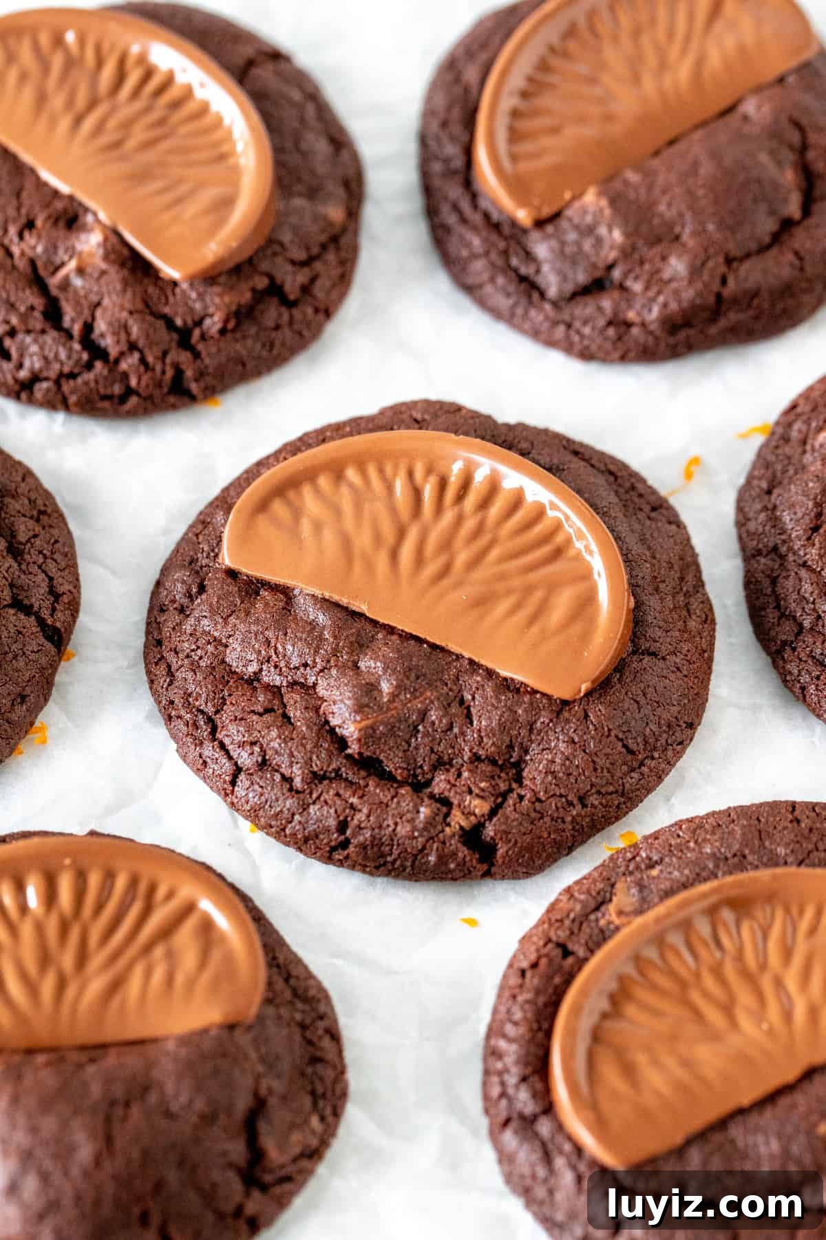 Decadent Chocolate Orange Cookies Recipe for Zesty Treats 2 Chocolate orange cookies on baking paper