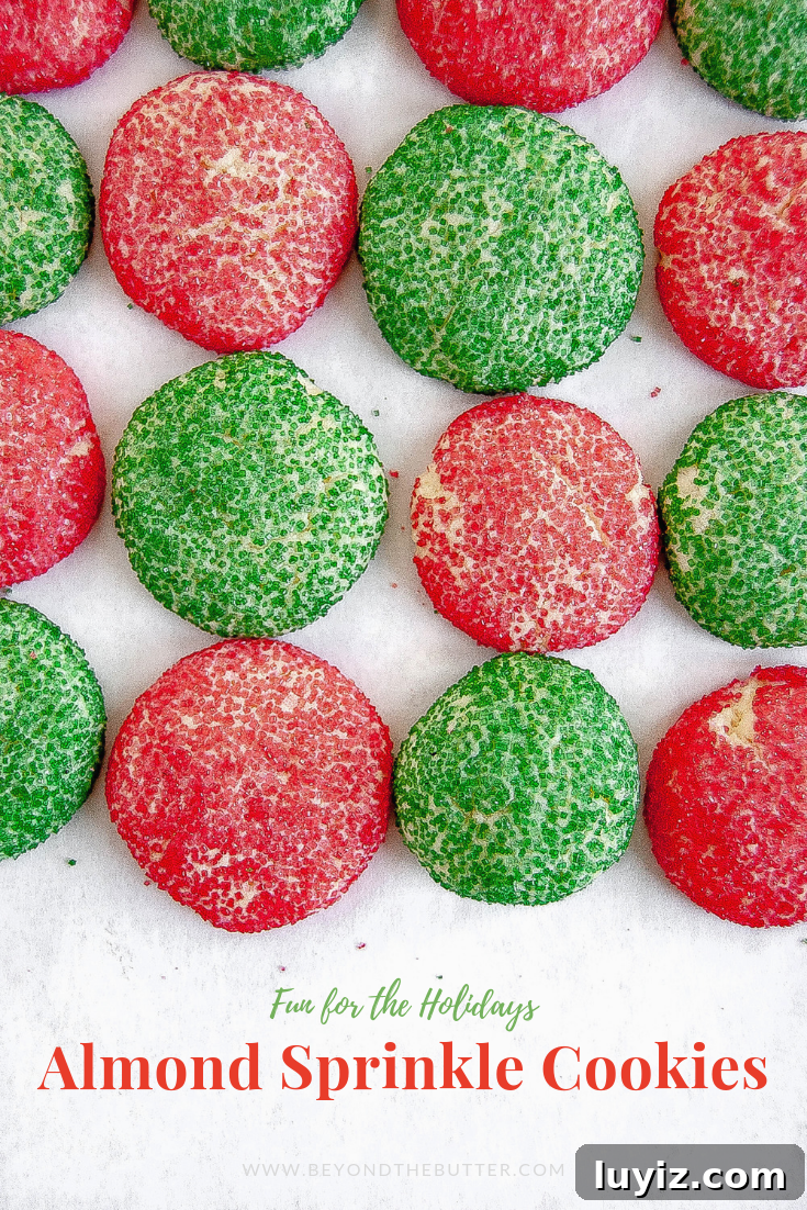 Crispy Almond Sprinkle Cookies — Classic Nutty Sugar Treat 4 Almond Sprinkle Cookies on white background