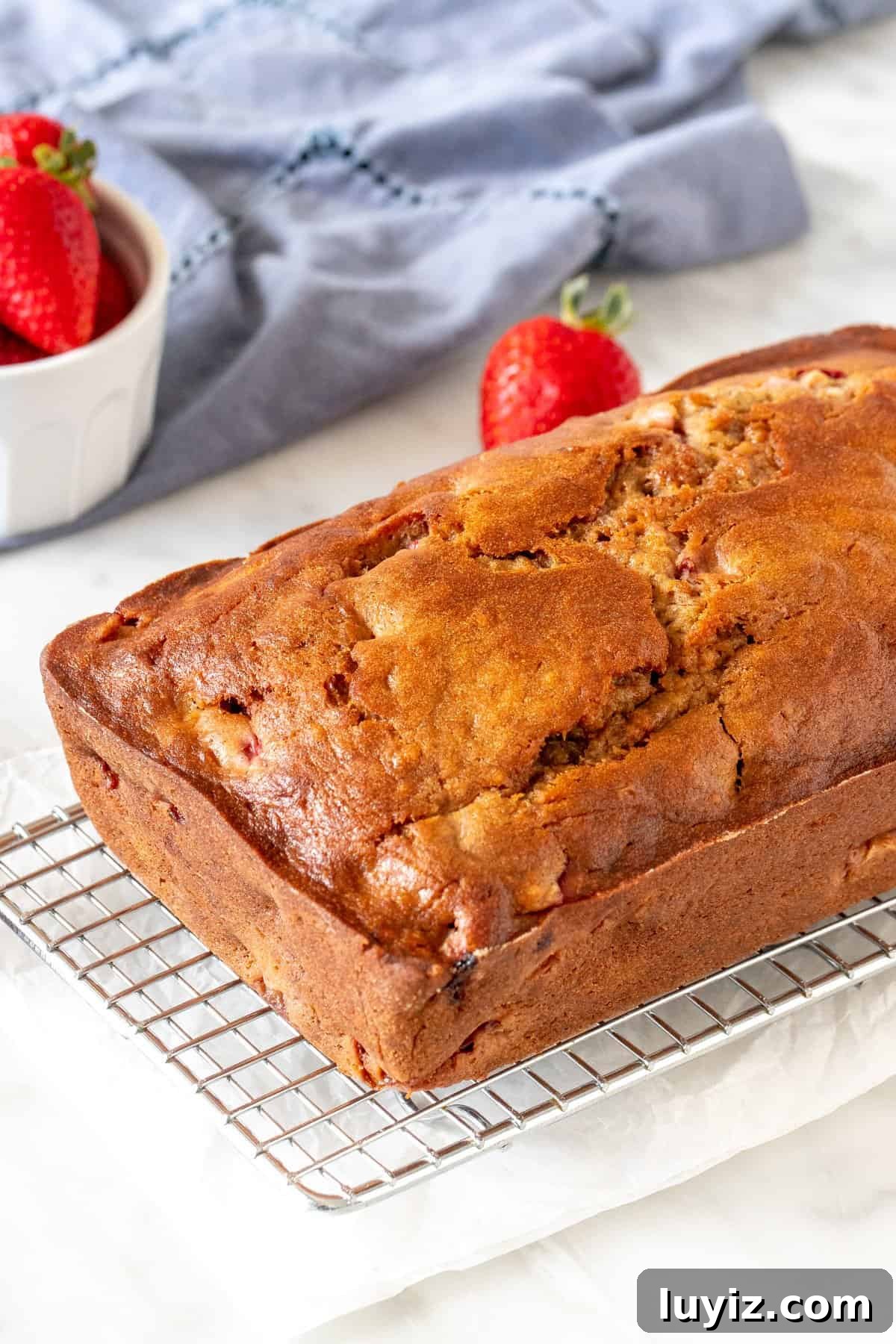 Moist Strawberry Banana Bread with Fresh Fruit Swirls 6 Loaf of strawberry banana bread