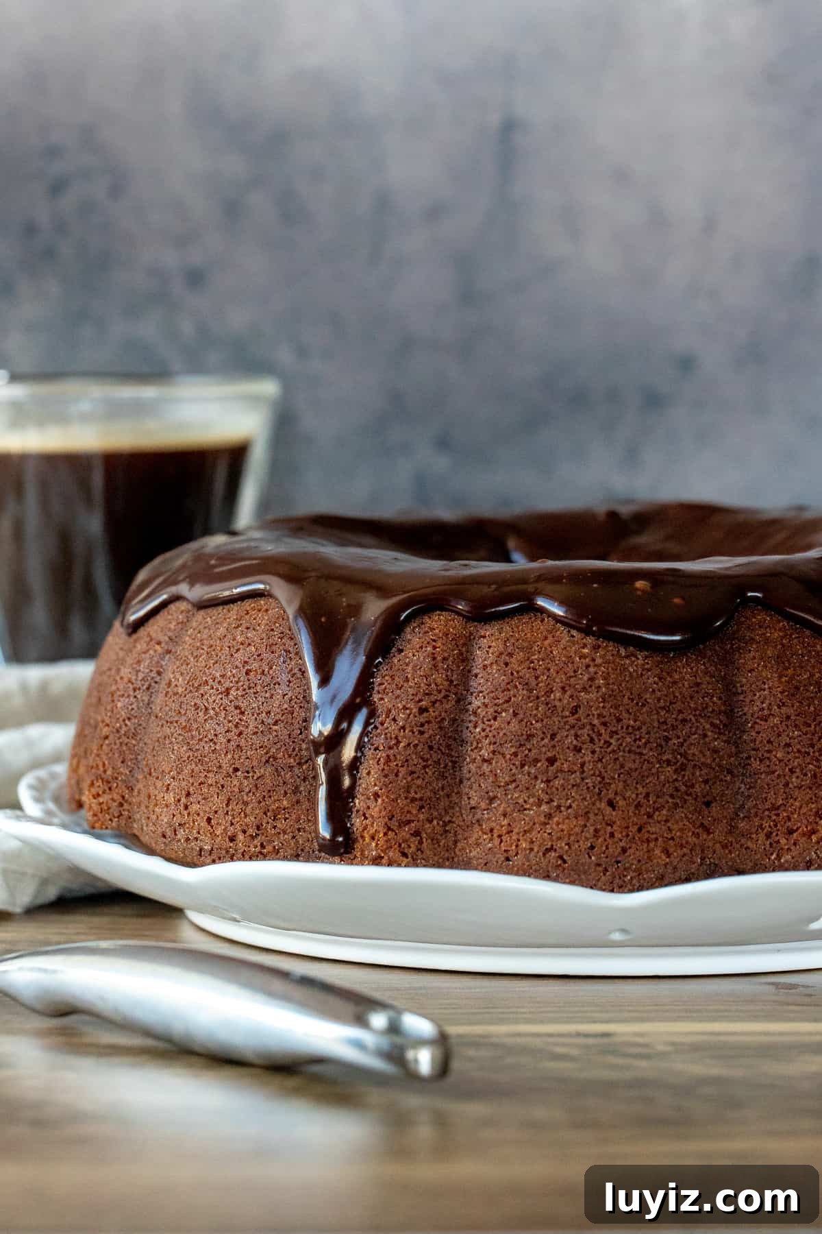 Moist Coffee Bundt Cake Recipe for Perfect Morning Treat 3 Coffee flavored bundt cake topped with chocolate ganache