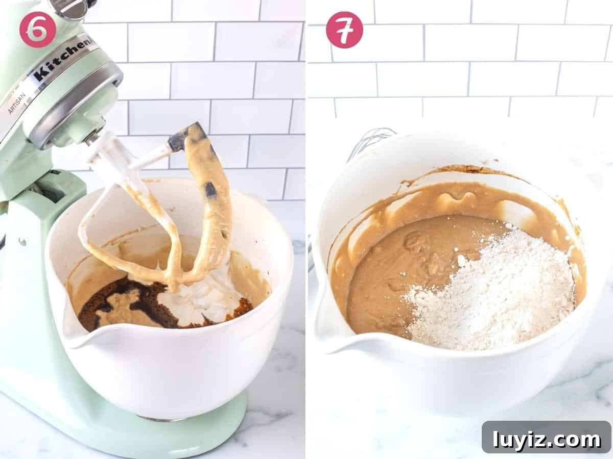 Moist Coffee Bundt Cake Recipe for Perfect Morning Treat 6 2 steps of mixing bowl for making coffee bundt cake