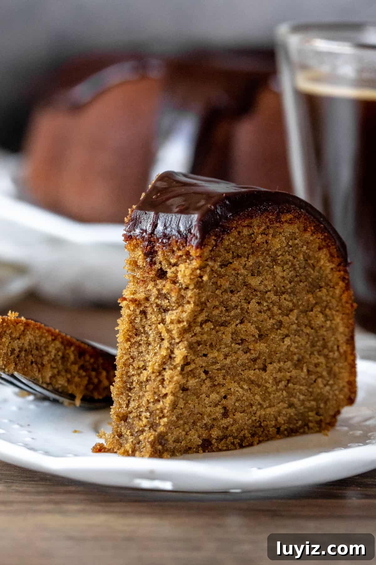 Moist Coffee Bundt Cake Recipe for Perfect Morning Treat 8 Piece of coffee bundt cake with a bite taken out