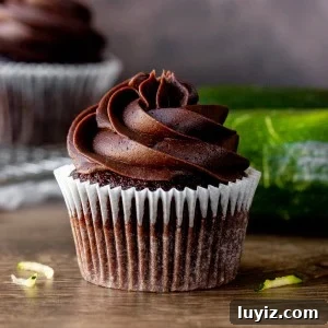Decadent Chocolate Zucchini Cupcakes with Moist Fudgy Texture 8 Chocolate zucchini cupcake with chocolate frosting