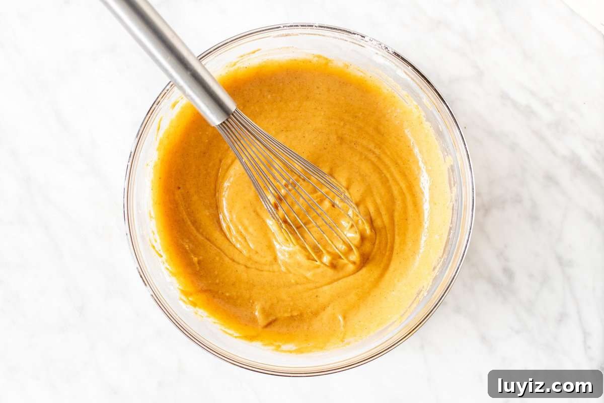 Fudgy Pumpkin Brownies with a Pumpkin Pie Layer 4 Bowl of pumpkin batter