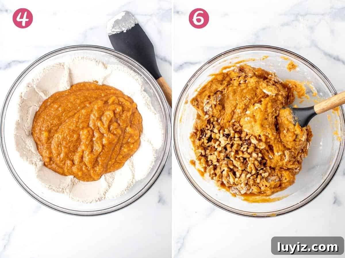 Moist Pumpkin Banana Bread Recipe for Fall Baking 5 2 steps when making pumpkin banana bread