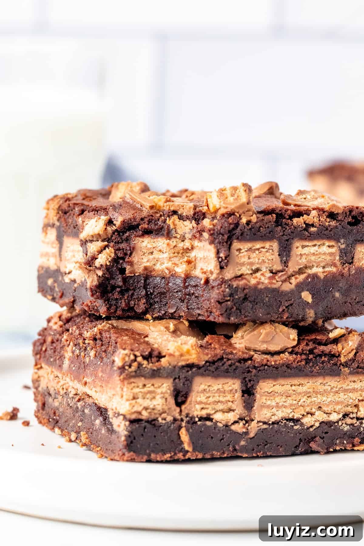 Decadent Kit Kat Chocolate Brownies Recipe 7 2 Kit Kat stuffed brownies, one on top of each other