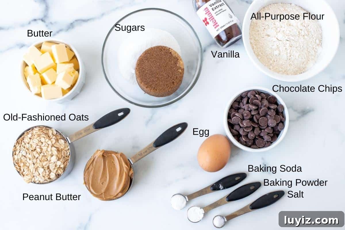 Peanut Butter Oatmeal Chocolate Chip Cookies Recipe You’ll Love 3 Ingredients for oatmeal peanut butter chocolate chip cookies