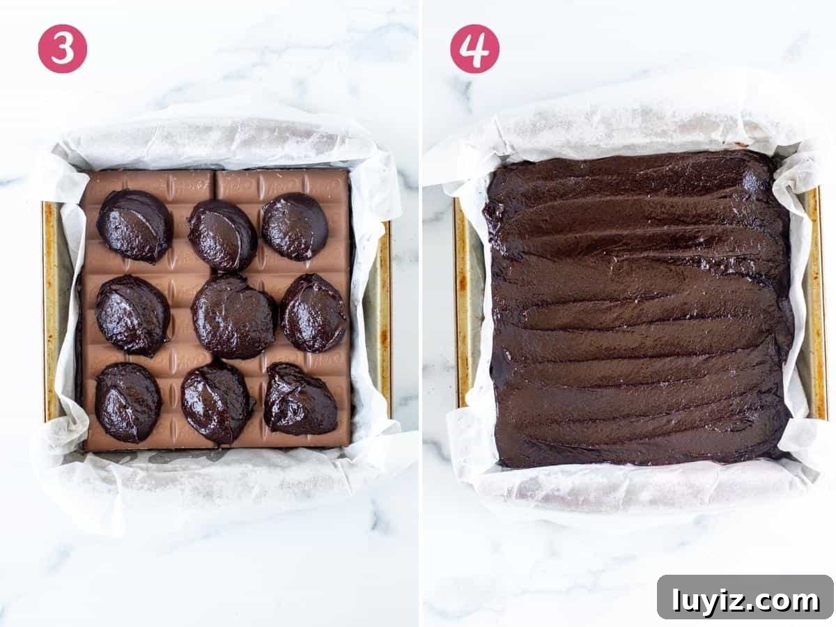 Mint Aero Chocolate Brownies Recipe — Fudgy Mint Cocoa Squares 5 Assembling Mint Aero brownies