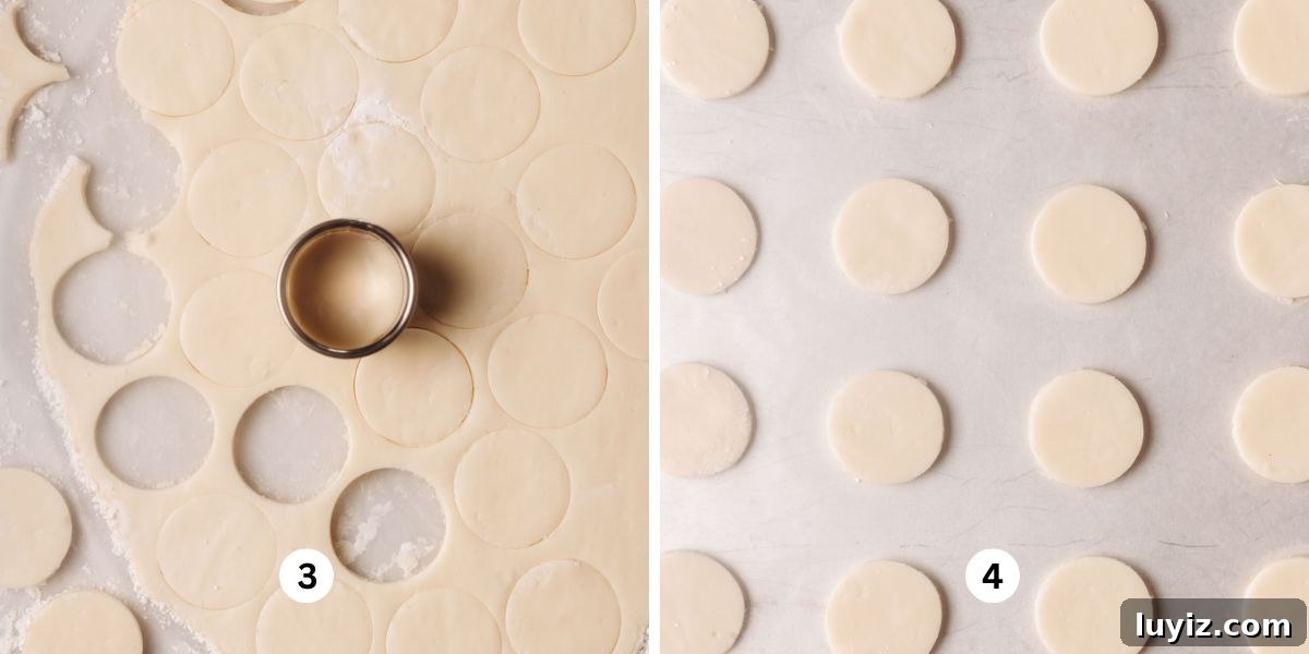 How to Make Classic Homemade Peppermint Patties at Home 5 Cutting out peppermint patty rounds and placing them on a wax paper lined sheet.