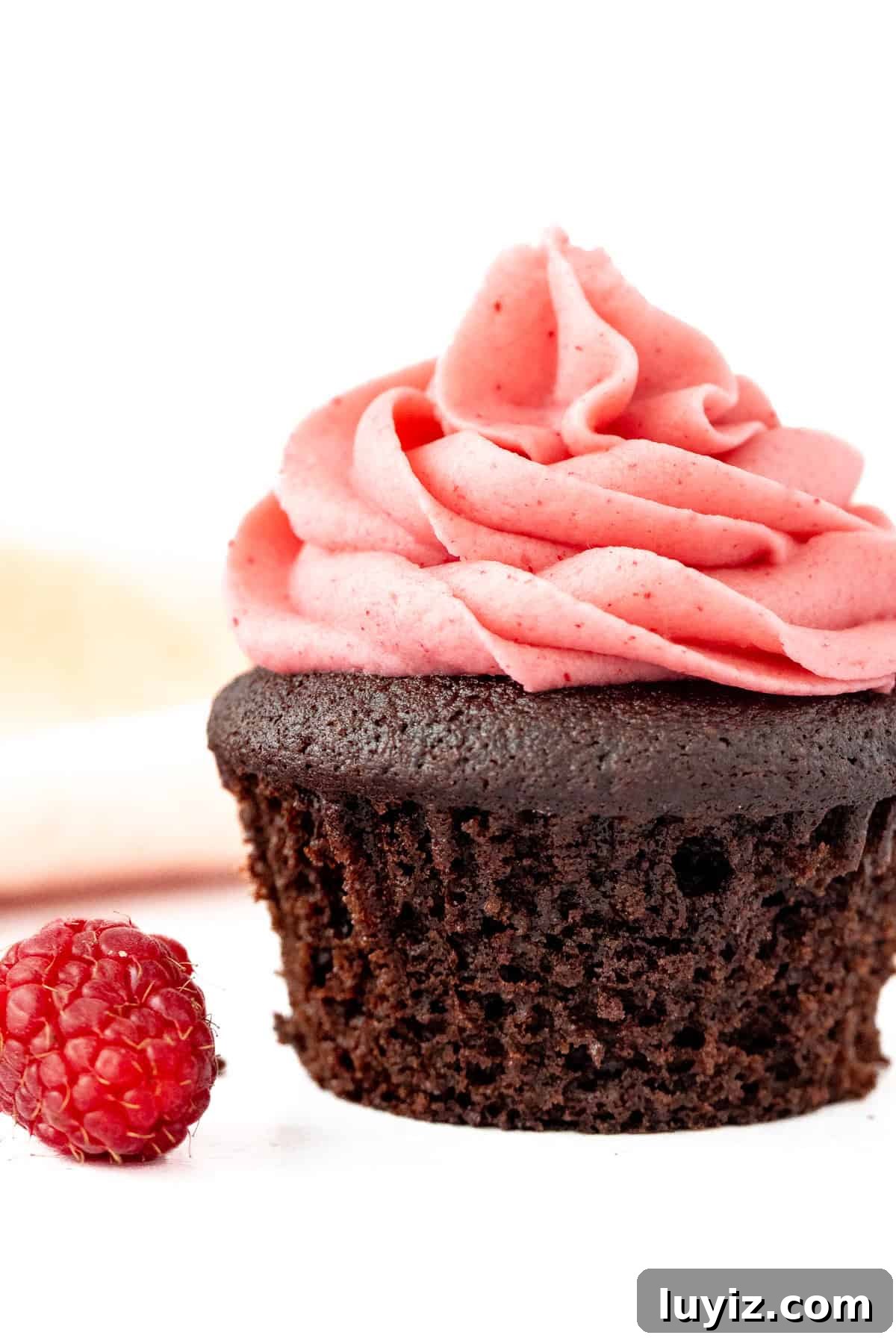 Decadent Chocolate Raspberry Cupcakes with Raspberry Filling 2 chocolate cupcake with raspberry frosting