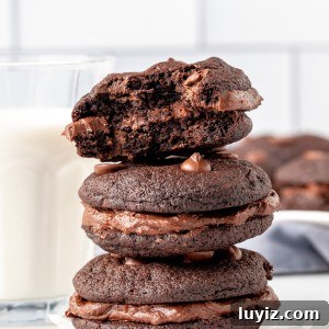 Double Chocolate Sandwich Cookies Recipe for Decadent Treats 5 Stack of 3 double chocolate sandwich cookies