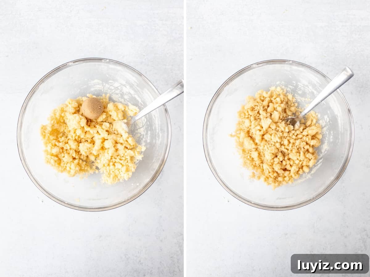 Chewy Cherry Crumb Bars Recipe with Golden Streusel 6 2 photos of bowl of crumb topping