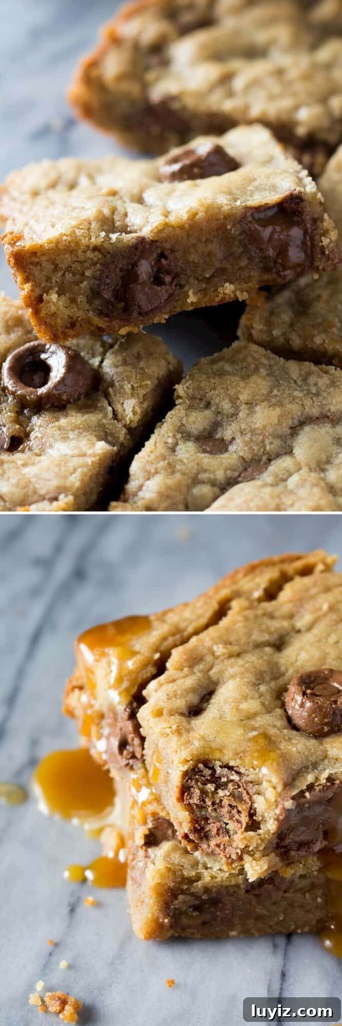 Salted Peanut Butter Caramel Blondies Recipe 3 Fudgy, gooey Peanut Butter Caramel Blondies. Because with lots of peanut butter, Rolo candies, caramel sauce, no mixer & only 1 bowl - you need to make these!